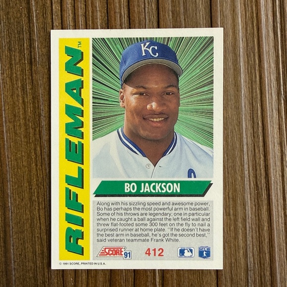 1991 BO JACKSON Score baseball card #412
“RIFLEMAN” card - Picture 2 of 2